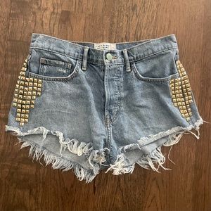 Free People x Sandrine Rose Studded Denim Shorts